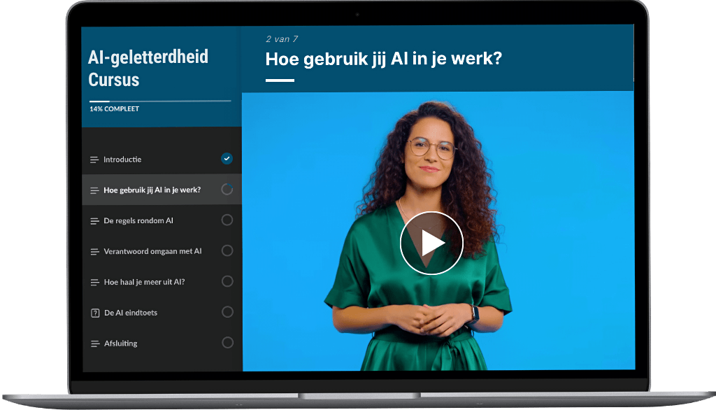 Laptop beeld met voorbeeld van de cursus